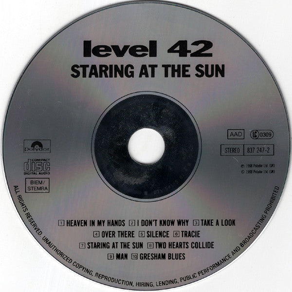 Level 42 : Staring At The Sun (CD, Album)