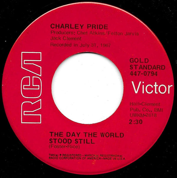 Charley Pride : The Day The World Stood Still (7", Single, RE)