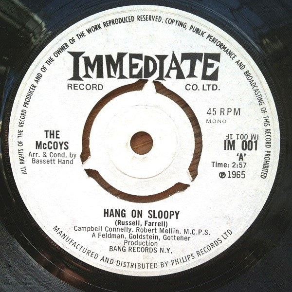 The McCoys : Hang On Sloopy (7", Single, Mono, Thr)