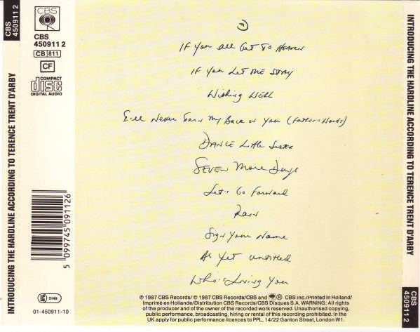 Terence Trent D'Arby : Introducing The Hardline According To Terence Trent D'Arby (CD, Album)