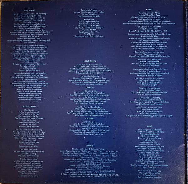 Joni Mitchell : Blue (LP, Album, Tex)