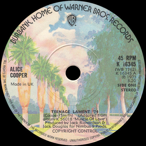 Alice Cooper : Teenage Lament '74 (7", Single)