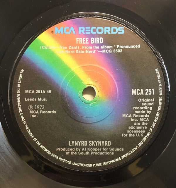 Lynyrd Skynyrd : Free Bird (7", Single, RE, Bla)