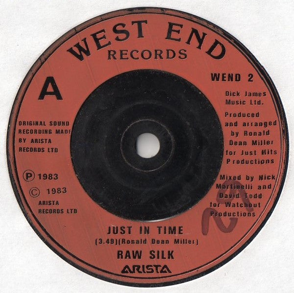 Raw Silk : Just In Time (7", Single, Red)