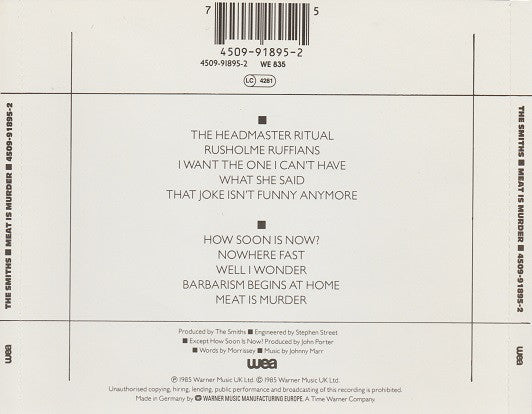 The Smiths : Meat Is Murder (CD, Album, RE, RP)
