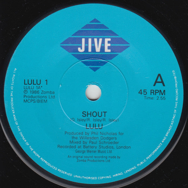 Lulu : Shout  (7", Blu)