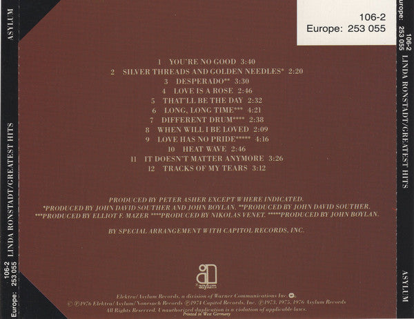 Linda Ronstadt : Greatest Hits (CD, Comp, Tar)