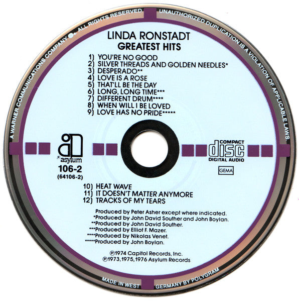 Linda Ronstadt : Greatest Hits (CD, Comp, Tar)
