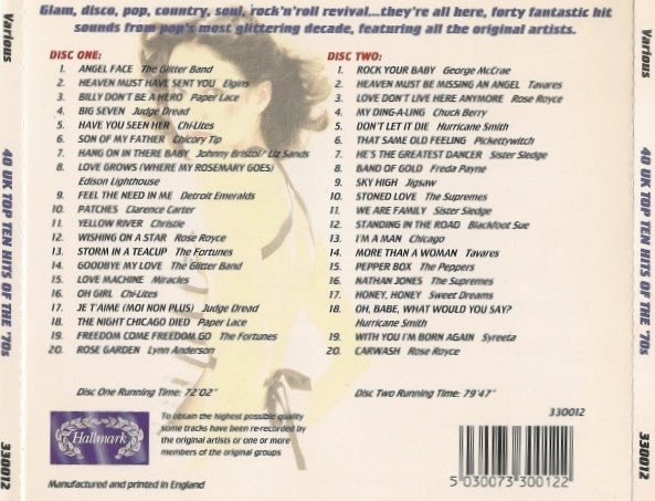 Various : 40 UK Top 10 Hits Of The 70s (2xCD, Comp, Par)