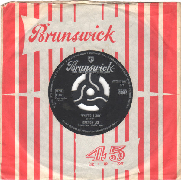 Brenda Lee : Is It True (7", Single)