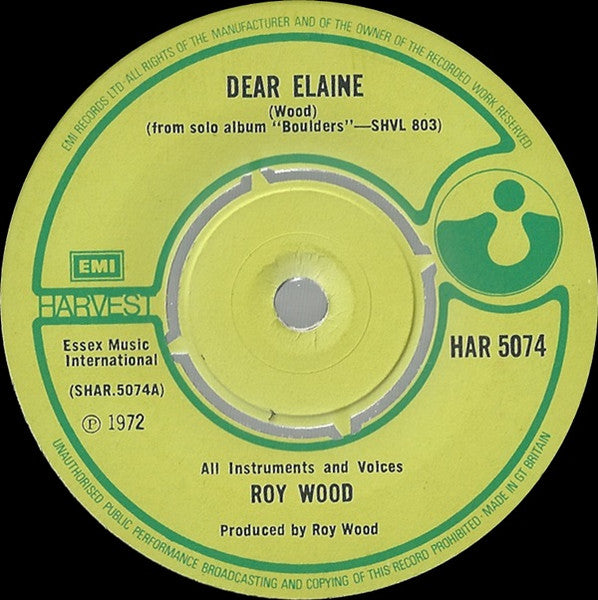 Roy Wood : Dear Elaine (7", Single)
