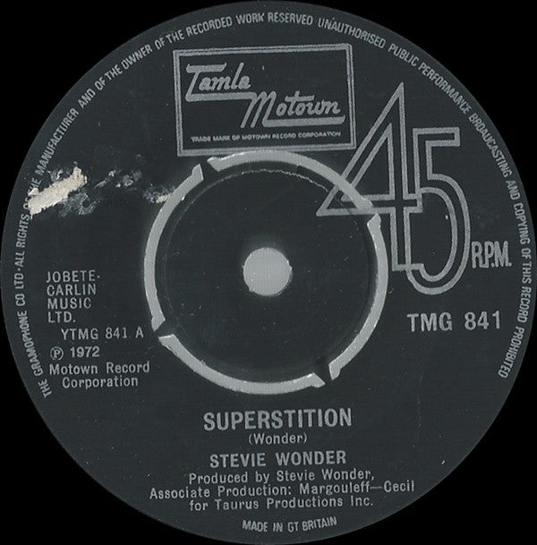 Stevie Wonder : Superstition (7", Single, 4-p)