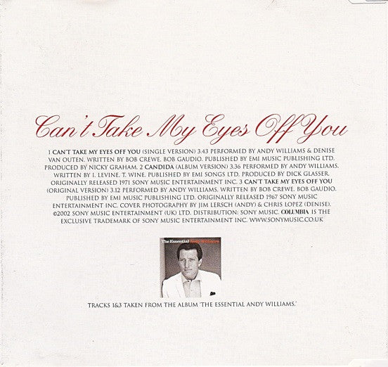 Andy Williams & Denise Van Outen : Can't Take My Eyes Off You (CD, Single)