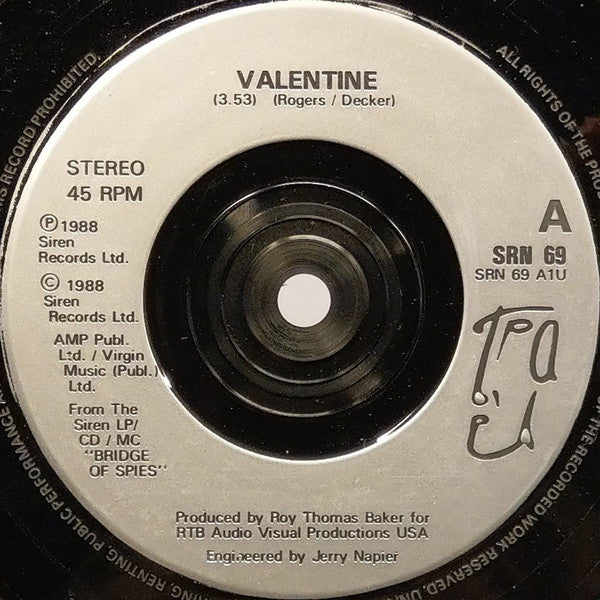 T'Pau : Valentine (7", Single, Sil)