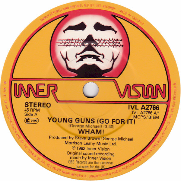 Wham! : Young Guns (Go For It) (7", Single, Ora)