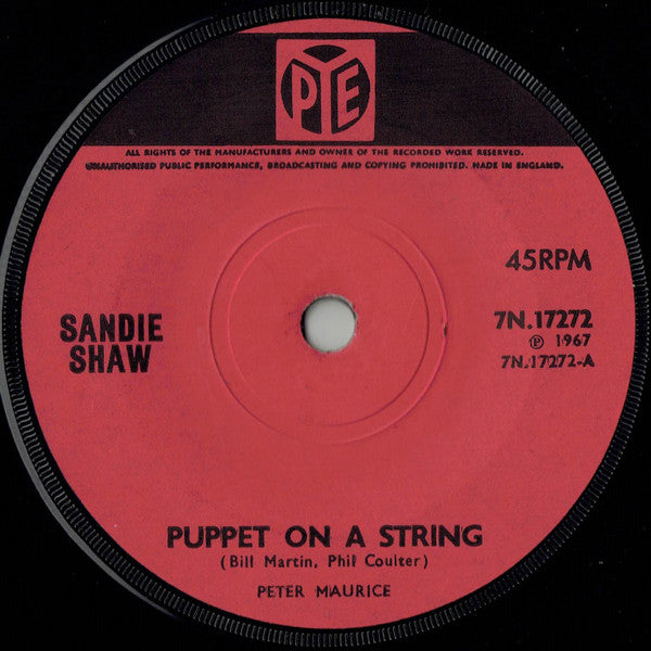 Sandie Shaw : Puppet On A String (7", Single, Sol)