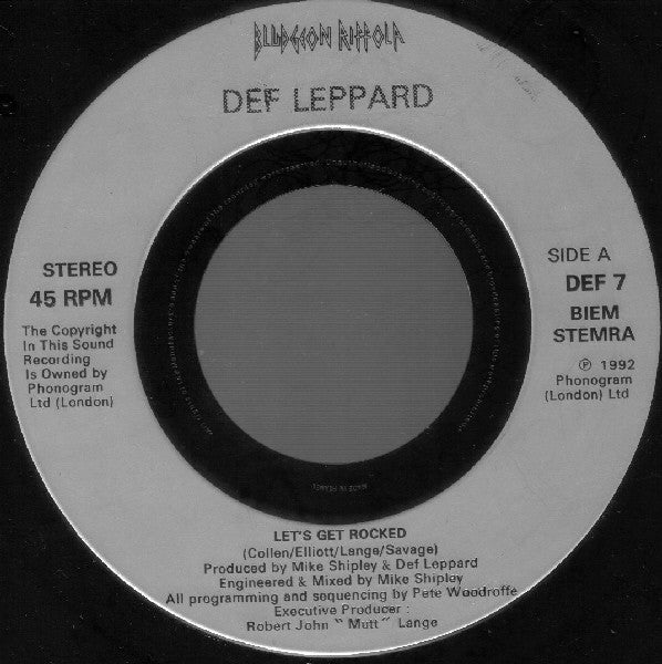 Def Leppard : Let's Get Rocked (7", Jukebox)