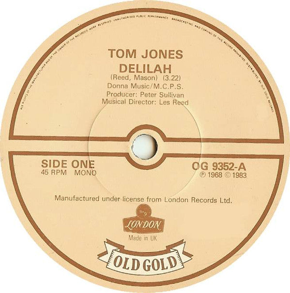 Tom Jones : Delilah / Help Yourself  (7")