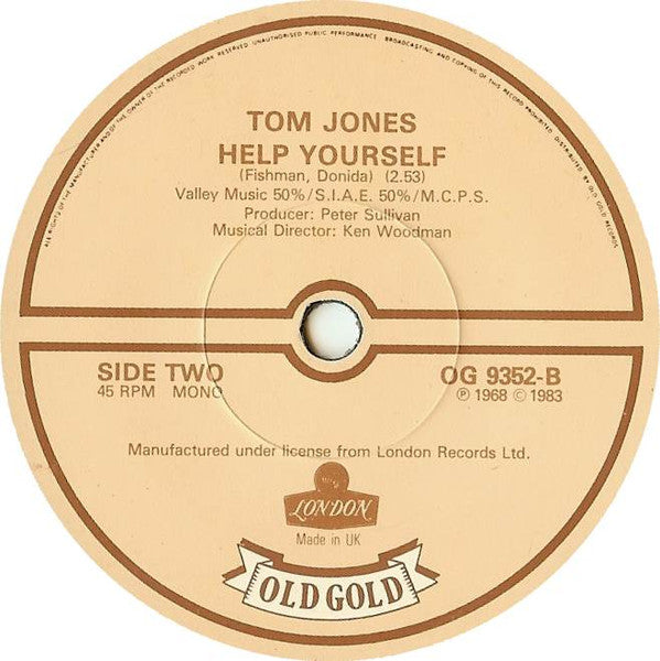 Tom Jones : Delilah / Help Yourself  (7")