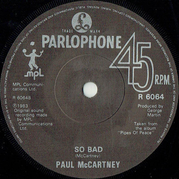 Paul McCartney : Pipes Of Peace (7", Single, Sol)