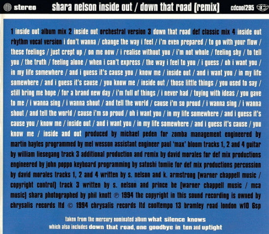 Shara Nelson : Inside Out / Down That Road (Remix) (CD, Single, CD1)