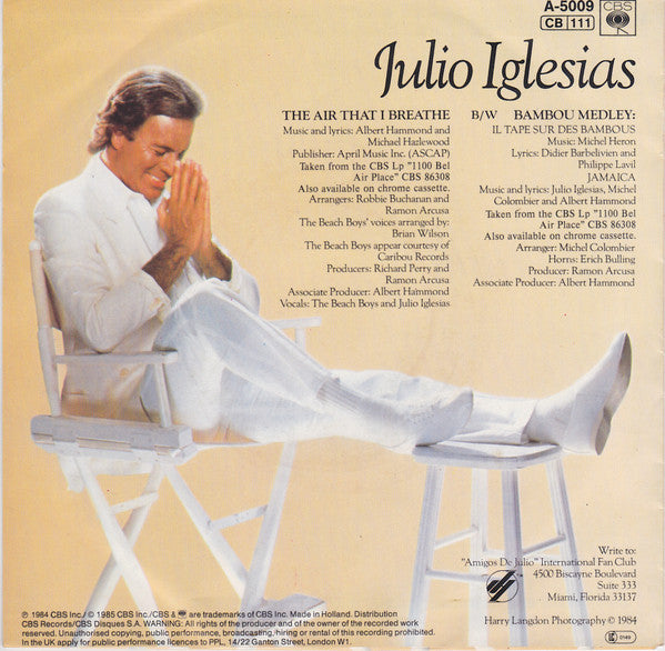 Julio Iglesias : The Air That I Breathe (7", Single)