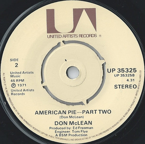 Don McLean : American Pie (7", Single, 4 P)