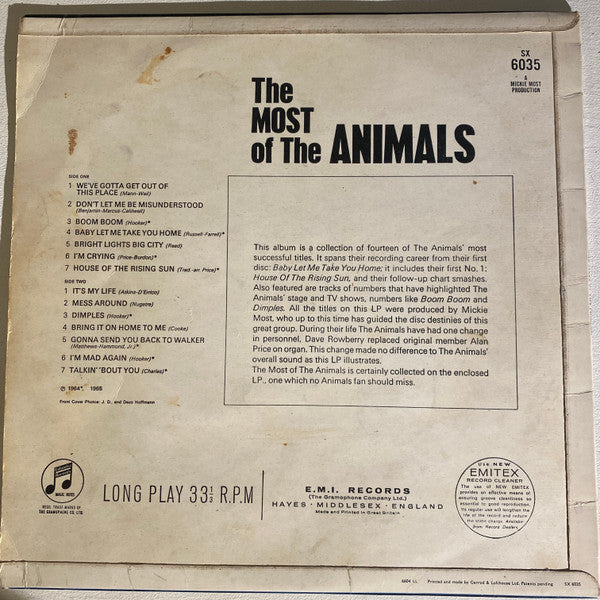 The Animals : The Most Of The Animals (LP, Comp, Mono, Blu)