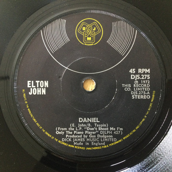 Elton John : Daniel  (7", Single, Sol)