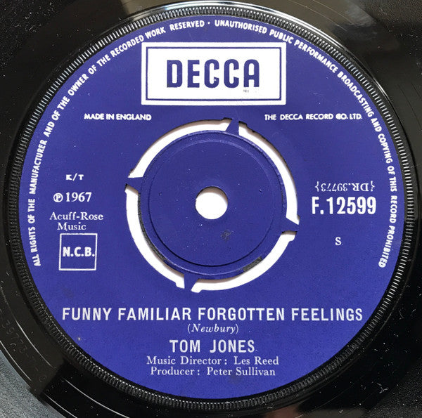 Tom Jones : Funny Familiar Forgotten Feelings / I'll Never Let You Go (7", Single, Lab)