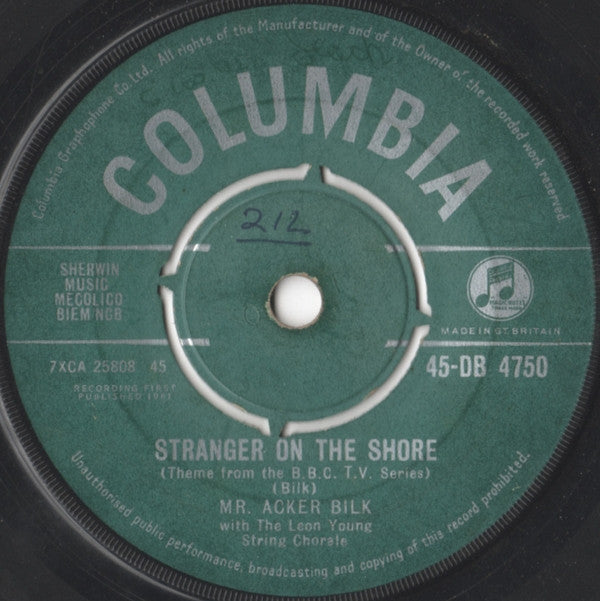 Acker Bilk With The Leon Young String Chorale : Stranger On The Shore (7", Single)