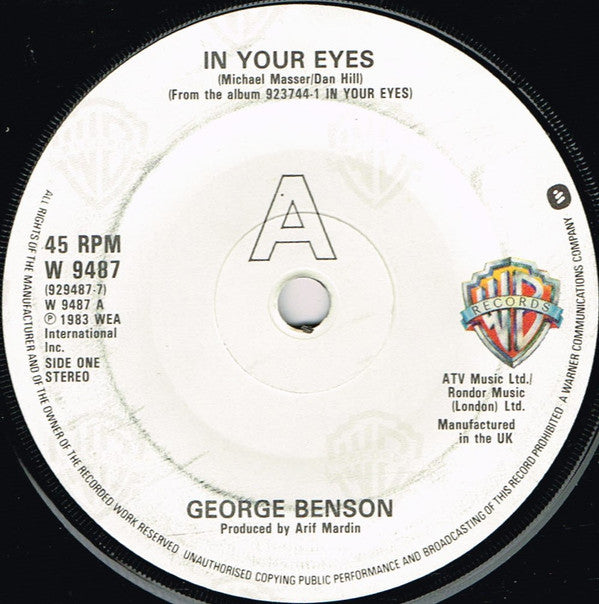 George Benson : In Your Eyes (7", Single)