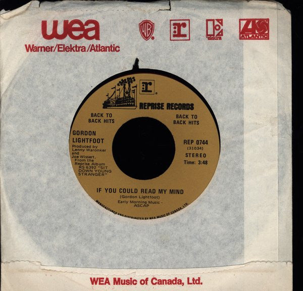 Gordon Lightfoot : If You Could Read My Mind (7", Single)