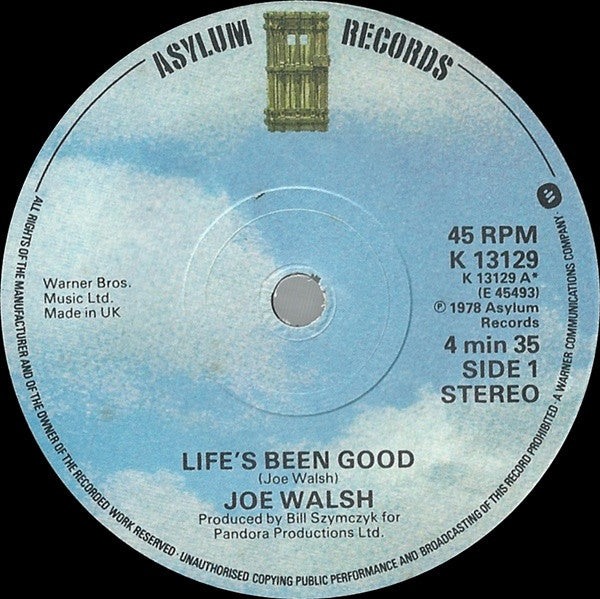 Joe Walsh : Life's Been Good (7", Single)