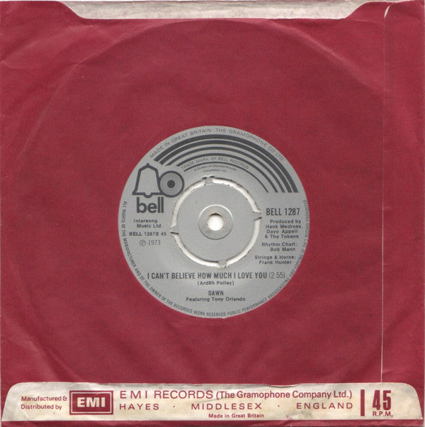 Dawn (5) Featuring Tony Orlando : Tie A Yellow Ribbon Round The Ole Oak Tree (7", Single, Pus)