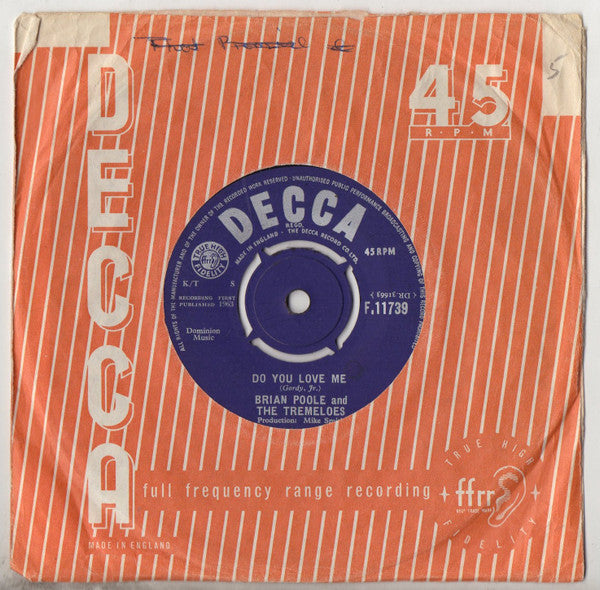 Brian Poole & The Tremeloes : Do You Love Me (7", Single)