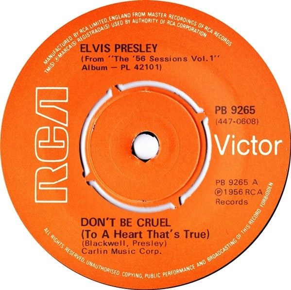 Elvis Presley : Don't Be Cruel (7", Single, Mono, RE)