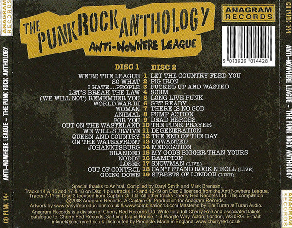 Anti-Nowhere League : The Punk Rock Anthology (2xCD, Comp)