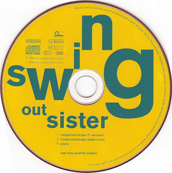 Swing Out Sister : Notgonnachange (CD, Single)