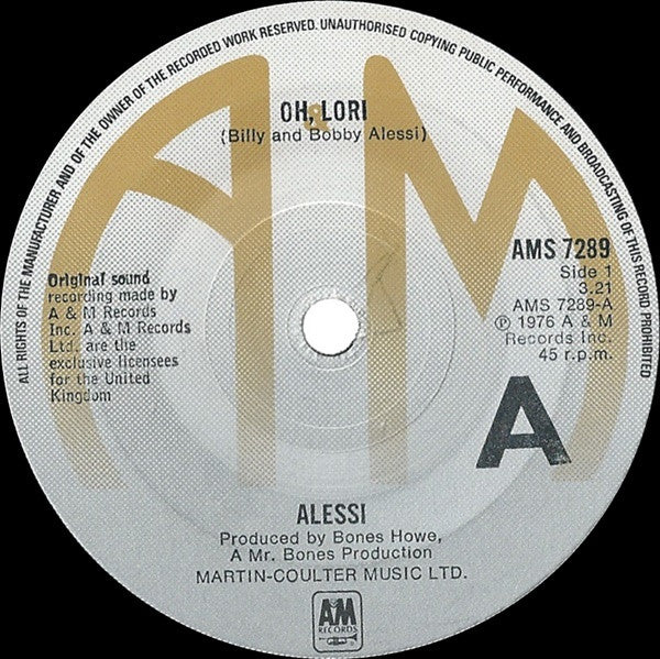 Alessi : Oh, Lori (7", Single)