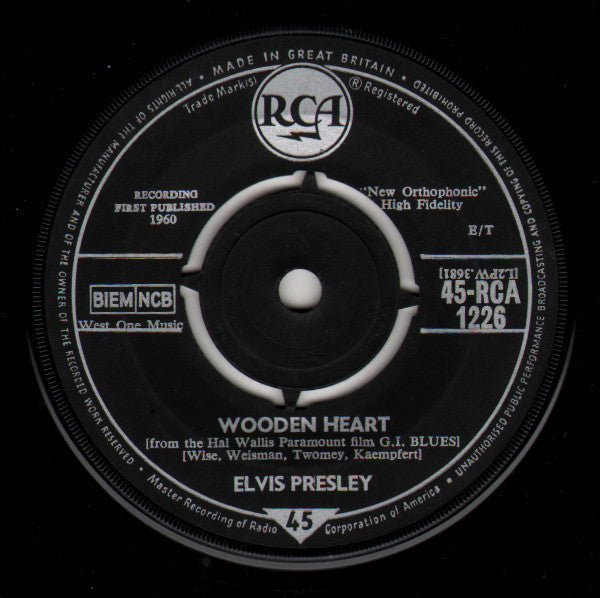 Elvis Presley : Wooden Heart (7", Single)