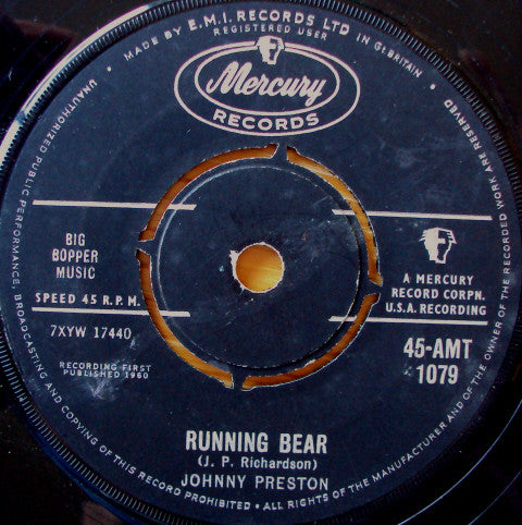 Johnny Preston : Running Bear / My Heart Knows  (7", Single)