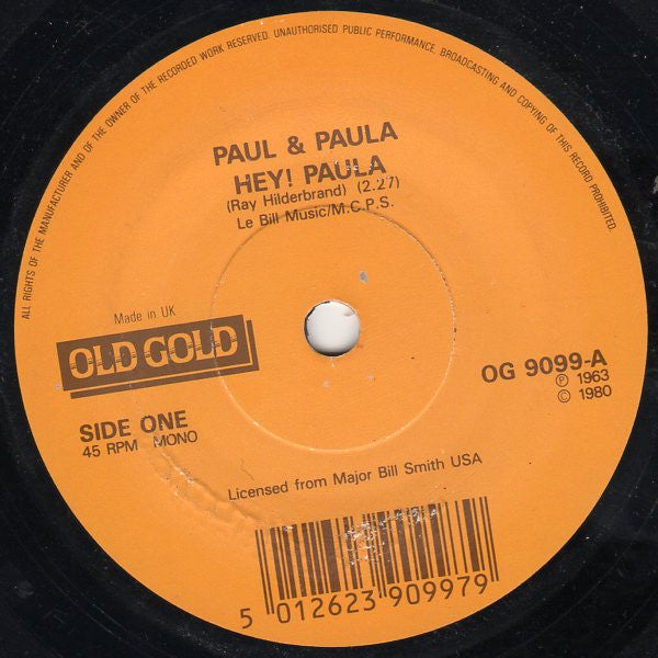 Paul & Paula / Bruce Channel : Hey! Paula / Hey! Baby (7", Single, Mono, RE)