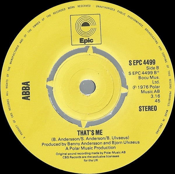 ABBA : Dancing Queen (7", Single, Yel)