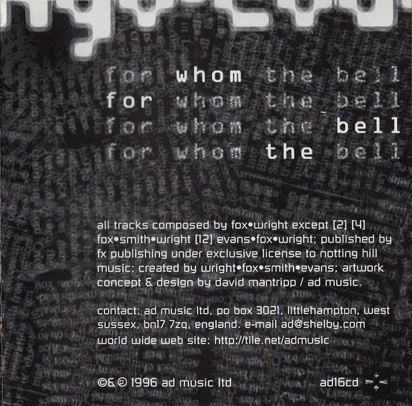 Code:Indigo* : For Whom The Bell (CD, Album)