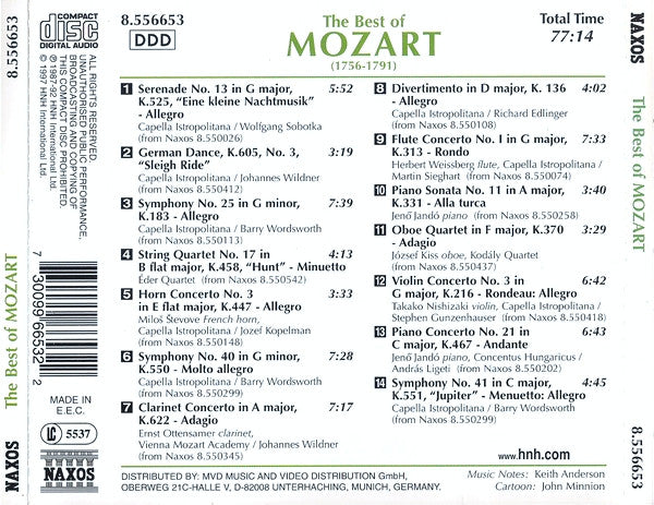 Wolfgang Amadeus Mozart : The Best Of Mozart (CD, Comp)