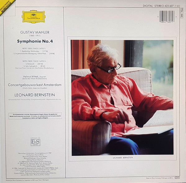 Mahler*, Concertgebouworkest Amsterdam*, Leonard Bernstein, Helmut Wittek : Symphonie No. 4 (LP, Album)