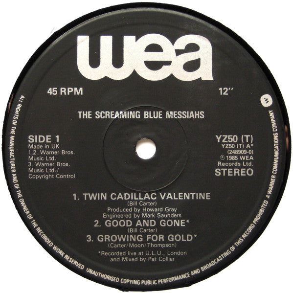 The Screaming Blue Messiahs : Twin Cadillac Valentine (12", Single)