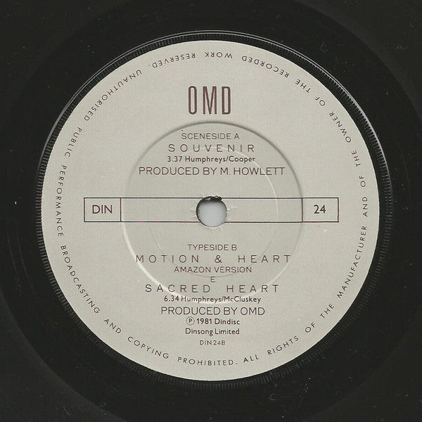 OMD* : Souvenir (7", Single, Bil)