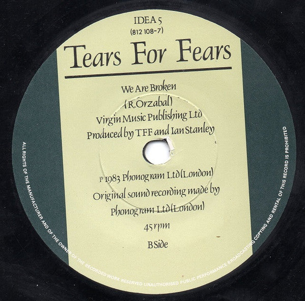 Tears For Fears : Pale Shelter (7", Single, Pap)